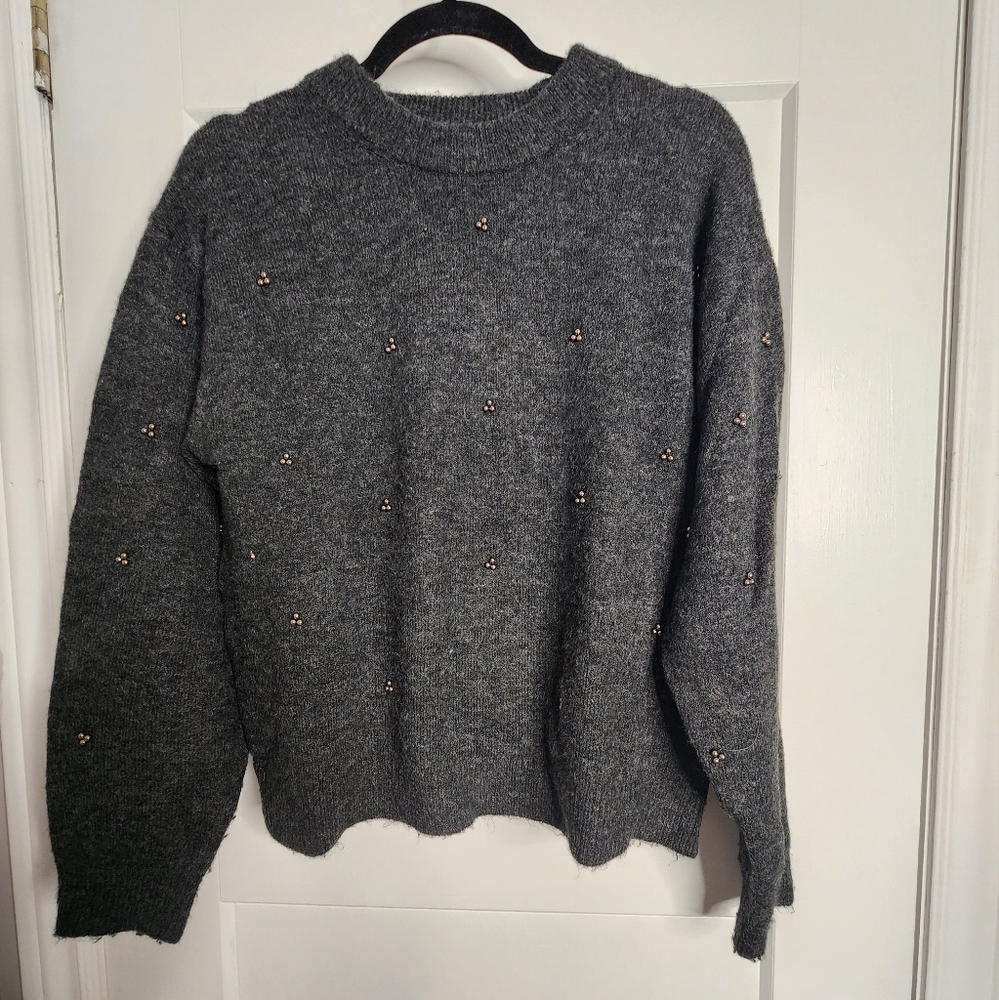 H&M charcoal beaded knit sweater